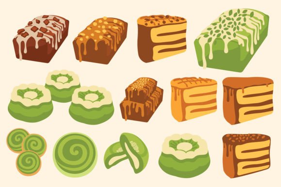Download Brown and Green Cake Vector Set - Cake vector Collection