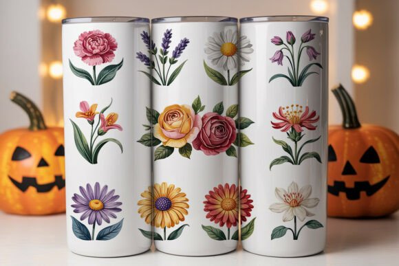 Download Birth Month Floral 20oz Tumbler Wrap - Month floral Collection