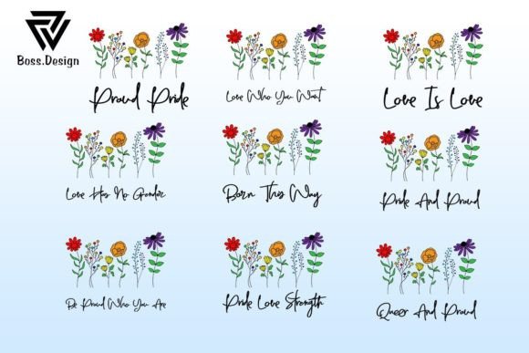 Download 9 Bundle LGBT Pride Month Floral Graphic - Month floral Collection