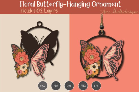Download Hanging Floral Butterfly Ornament SVG - Premium Resources