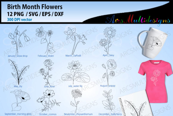 Download Birth Month Floral Svg Bundle - Month floral Collection