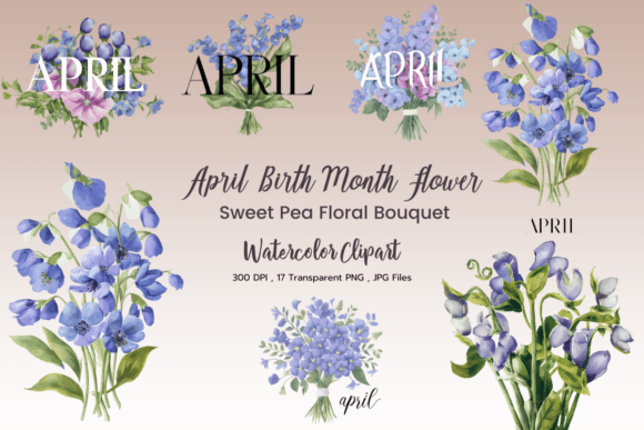 Download April Birth Month Floral Clipart Pack - Month floral Collection
