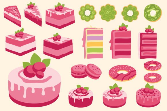 Download Pink Sweet Cake Vector Set - Cake vector Collection